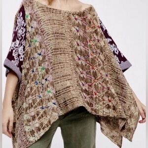 New Free People Fressia Pullover Poncho Sweater